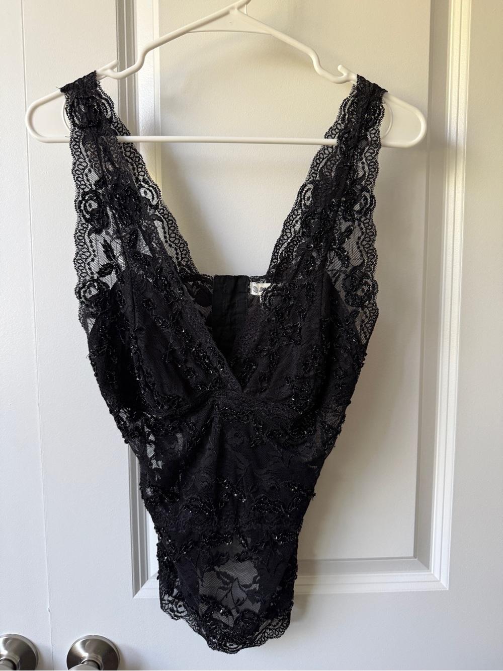 Forever 21 Black Lace V-Neck Lace Bodysuit